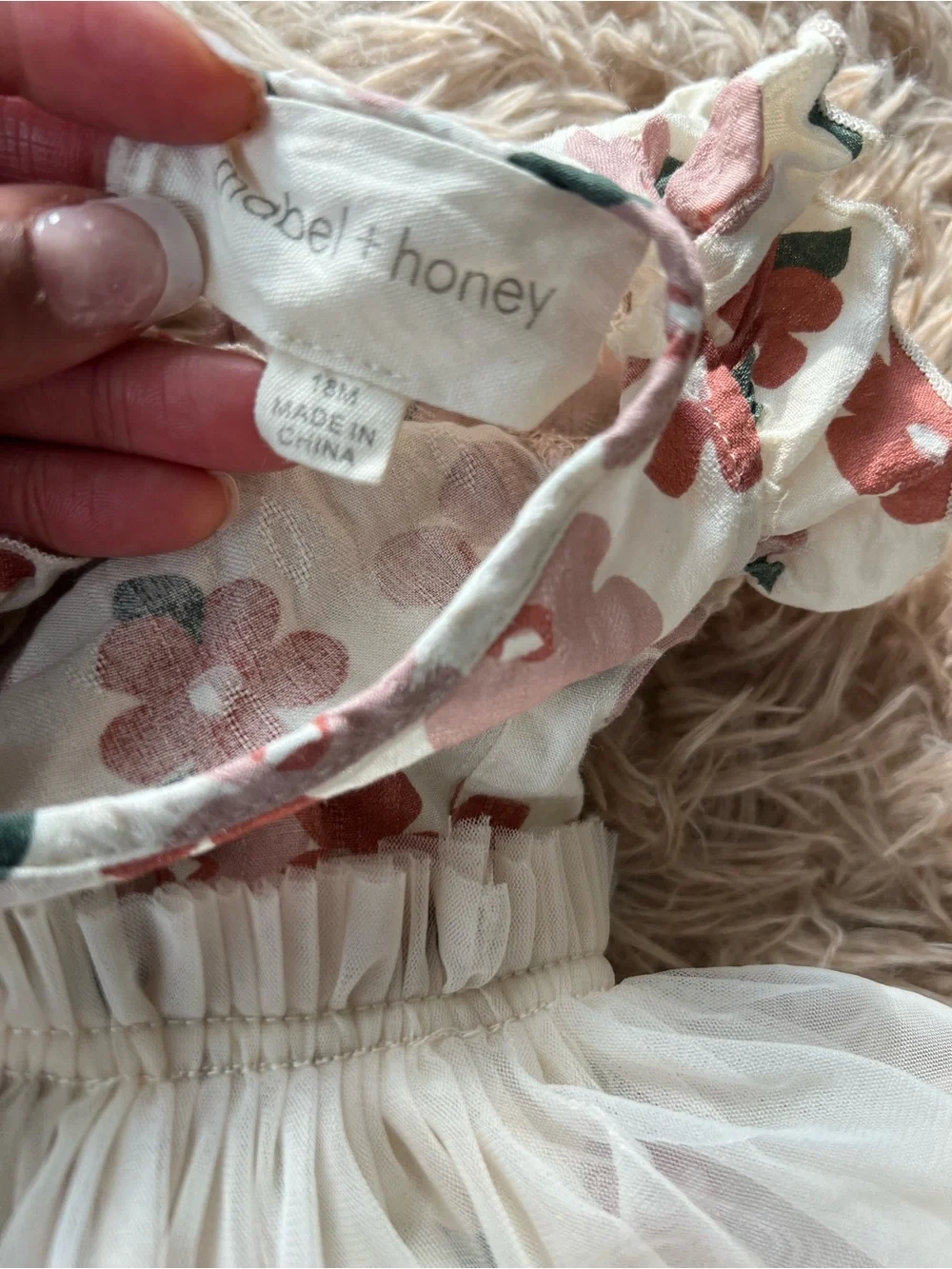 Tulle Skirt Floral Baby Dress - Pink & Cream. 18 month.
